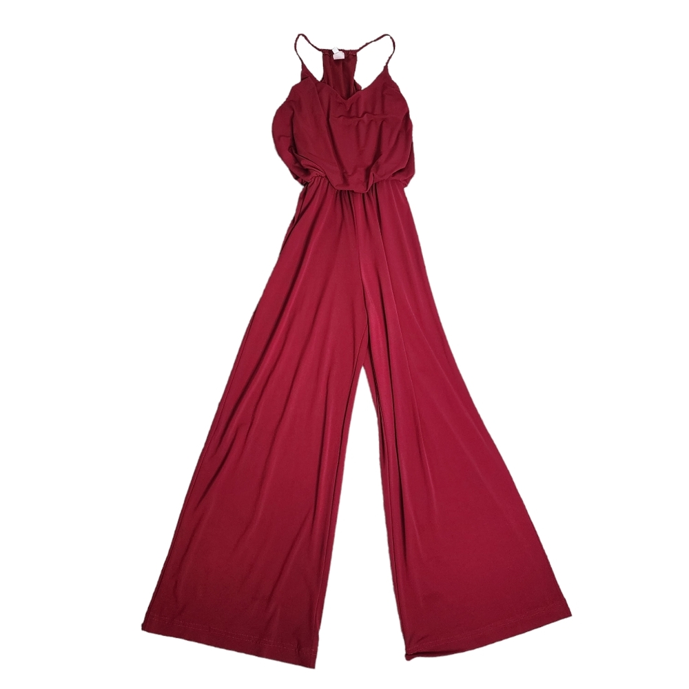 Sleeveless Wide-Leg Jumpsuit Burgundy Medium - Picture 6 of 6